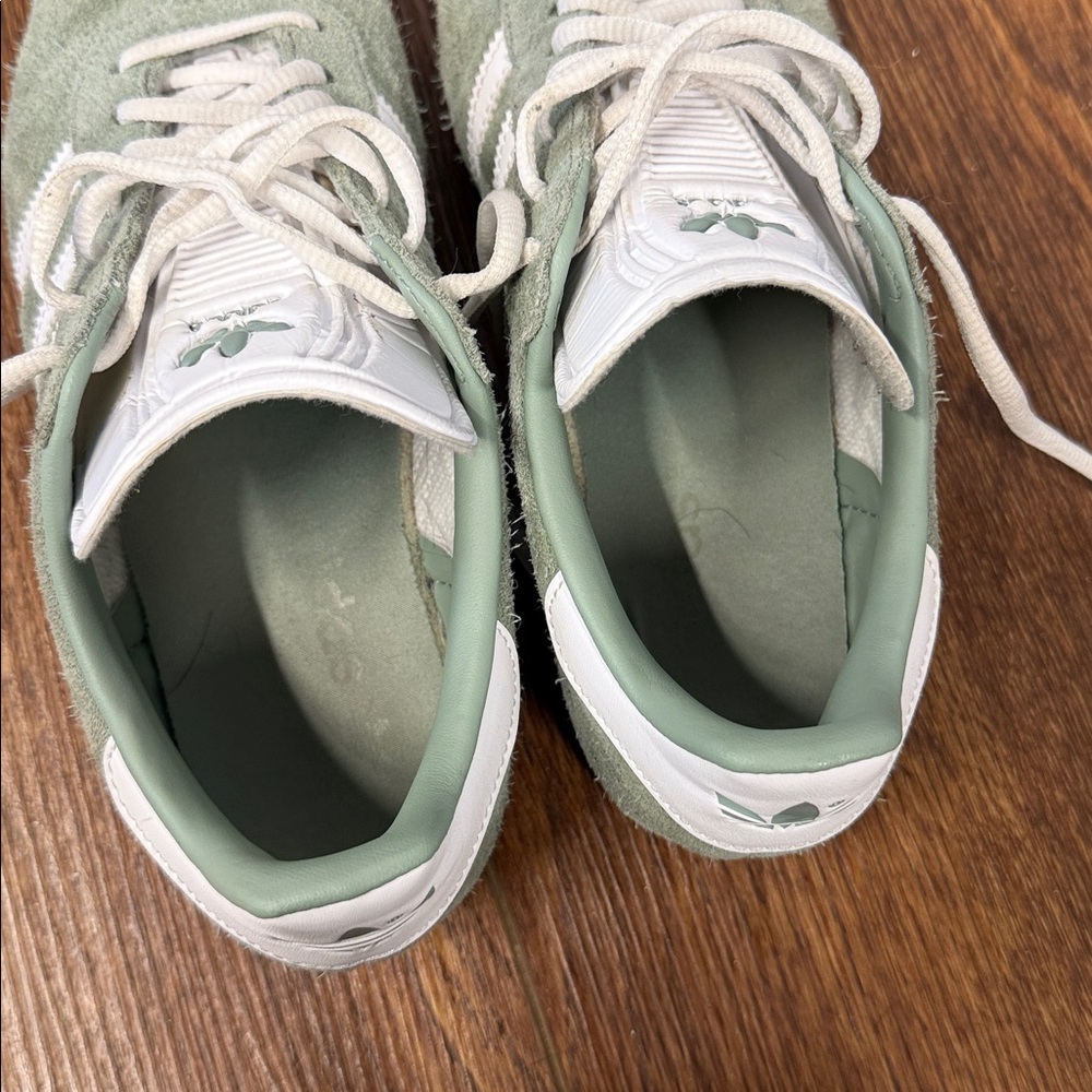 adidas Sage Green & White Gazelle Suede Sneakers - Picture 8 of 10